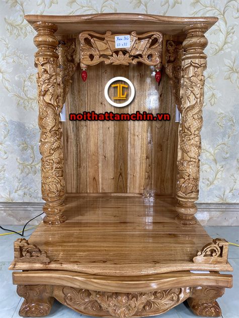 Bàn thờ ông địa gỗ xoan cột tròn 60x60x88 (Ngang x Sâu x Cao) 